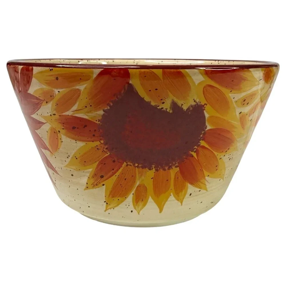 Pfaltzgraff Evening Sun Sunflower Bowl Set Of 2 Hand Painted Soup Cereal Ceramic